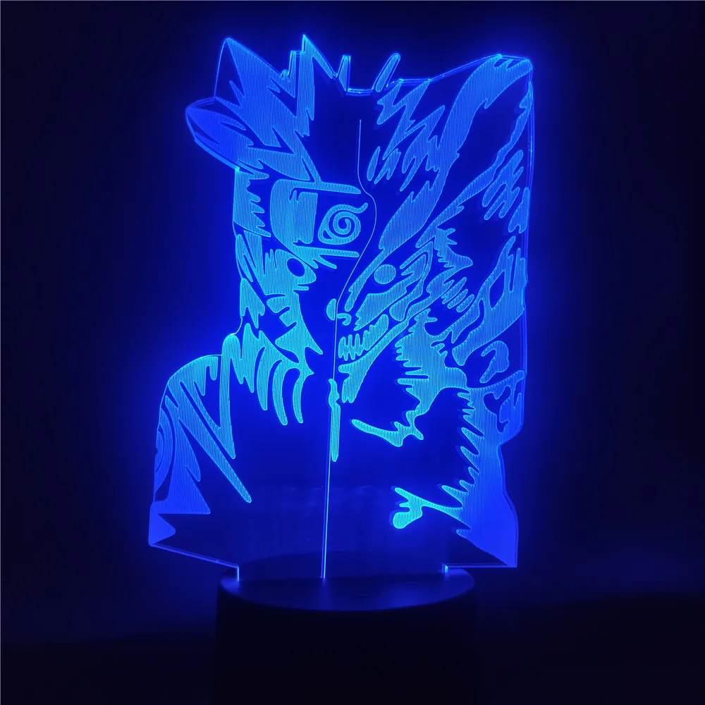 Наруто фигурка Узумаки и Курама светодиодный 3d светильник 7/16 цветов меняющий
