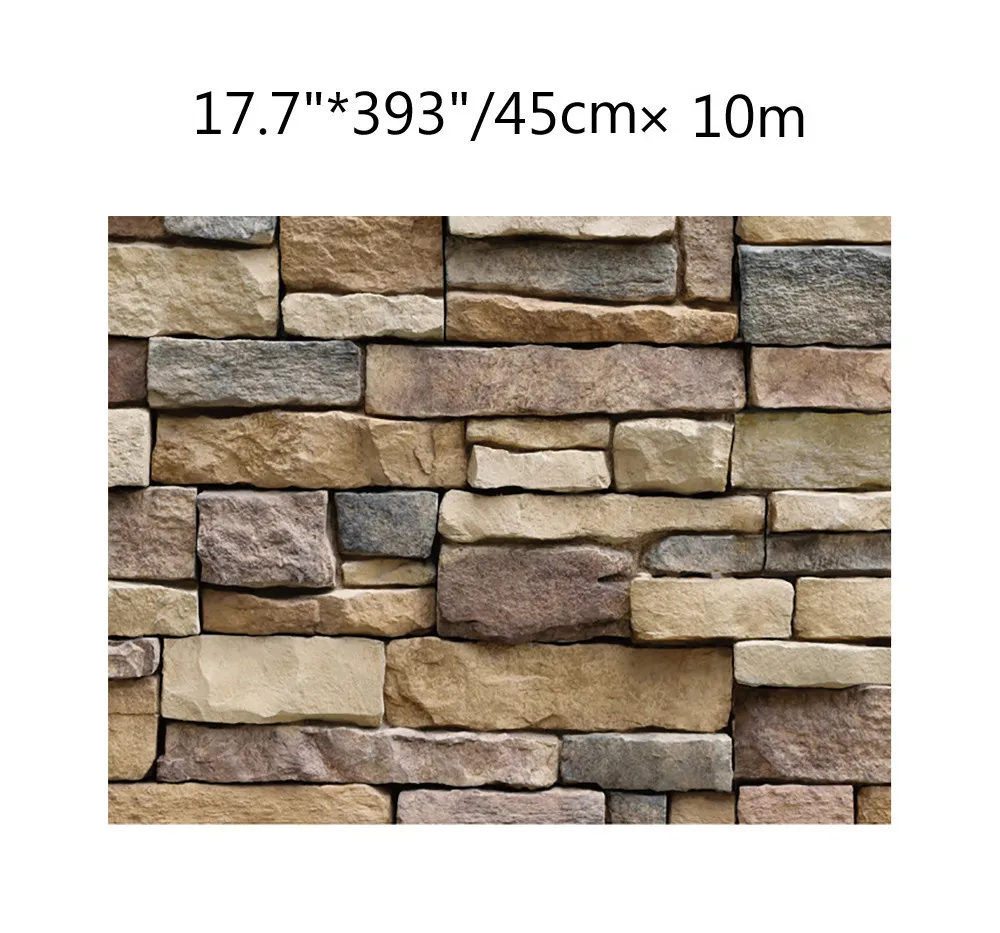 Самоклеящиеся обои водонепроницаемые клеящиеся 10 м с камнем и кирпичом домашний