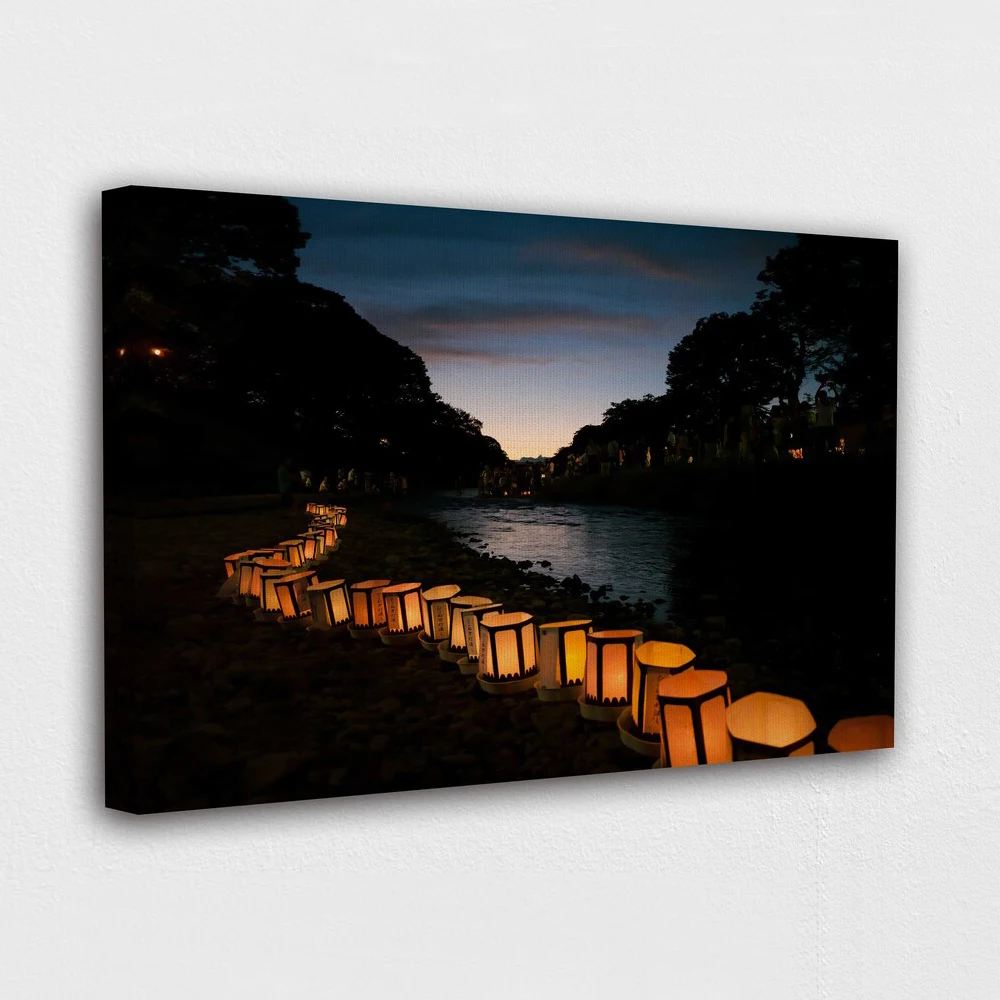 

Modular Tradition of Lantern Festival in Japan Canvas Painting Wall Art Night View Poster Home Decor For Bedroom Pictures Frame