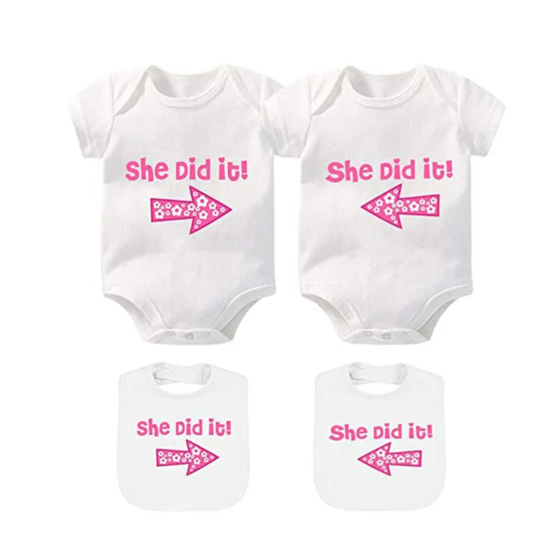 YSCULBUTOL детские комбинезоны для близнецов He/She Did It Twins наряд хлопковые младенцев с