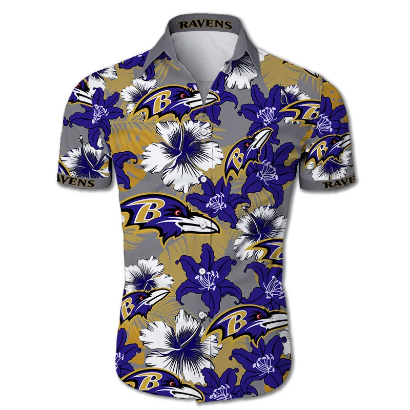 

2021 Baltimore men's hawaiian flower shirt cool Ravens fun clothing