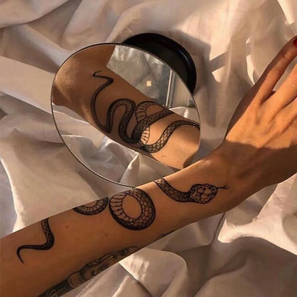 

Временные тату-наклейки на руку большого размера, черная и красная змея для женщин и мужчин, стойкие водостойкие татуировки на талию змеи