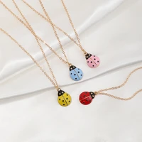 cute colors enamel ladybug necklaces girl kawaii lady beetle dangle jewelry for women ladybird pendant necklace fine bijoux gift