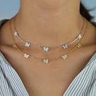 Женское Ожерелье с бабочкой, изящное ожерелье с белым фианитом и изящным дизайном животного, Подарочная бижутерия, 2021