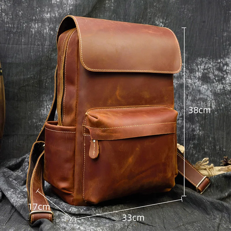 

AETOO Men's vintage leather backpack, first layer leather travel bag, leather men's trendy school bag