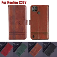 realmec25y new leather cover for realme c25y case flip stand leather wallet phone protective etui book for realme c25 y case bag