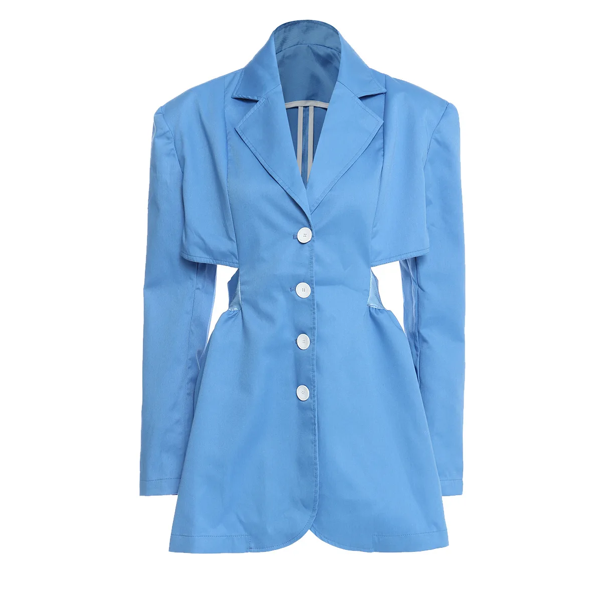 

famous Backless Elasticity Fake Two-piece Coat 2020 Autumn New Solid Long-sleeve Notched Collar Long Top Loose Casual B790