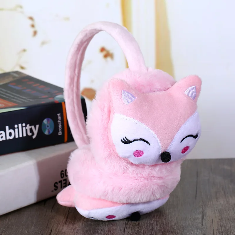 Модные новые зимние теплые милые детские наушники с милым кроличьим плюшем для