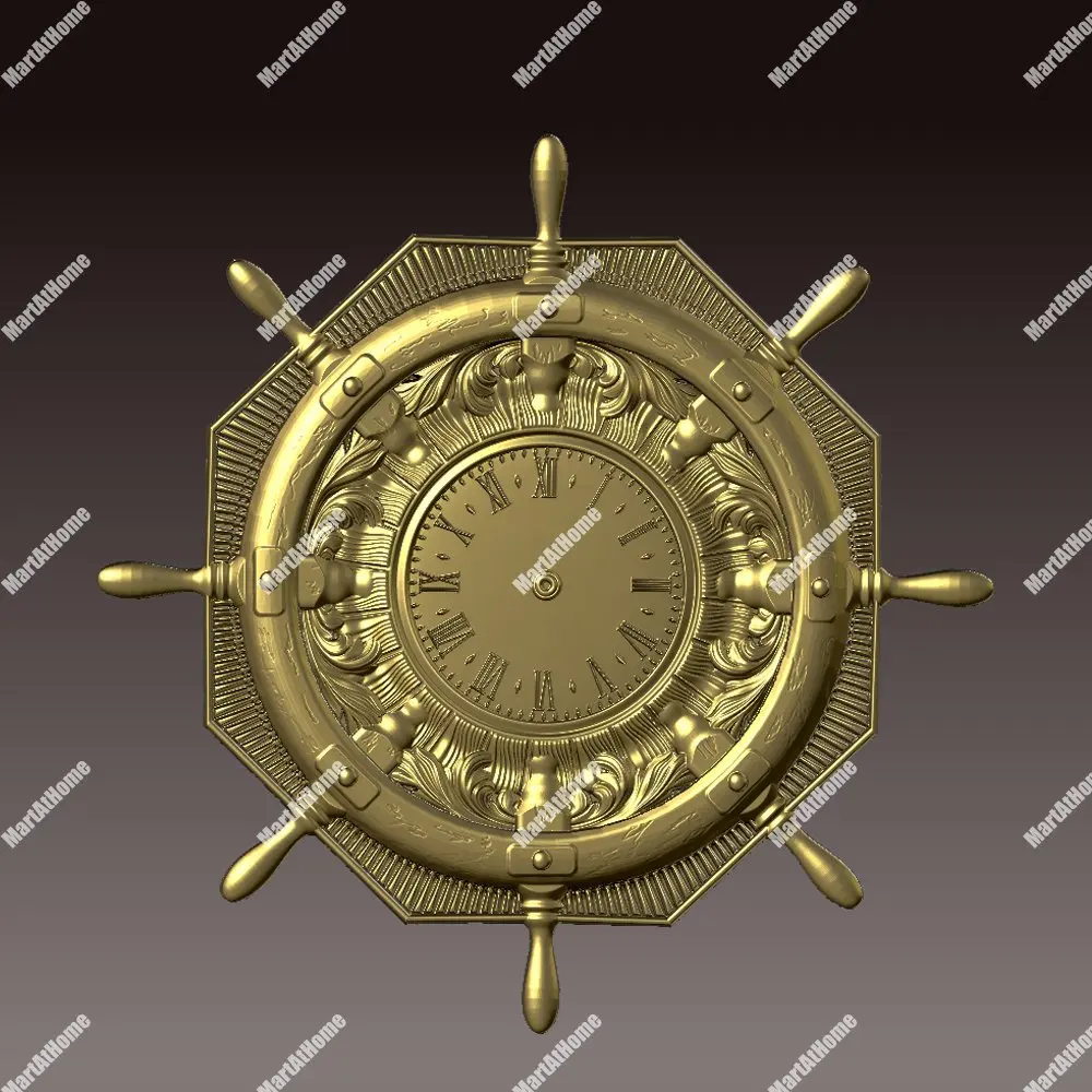 Часы Rudder Style 3D STL модель для ЧПУ гравировки и печати рельеф поддержка ZBrush Artcam Aspire