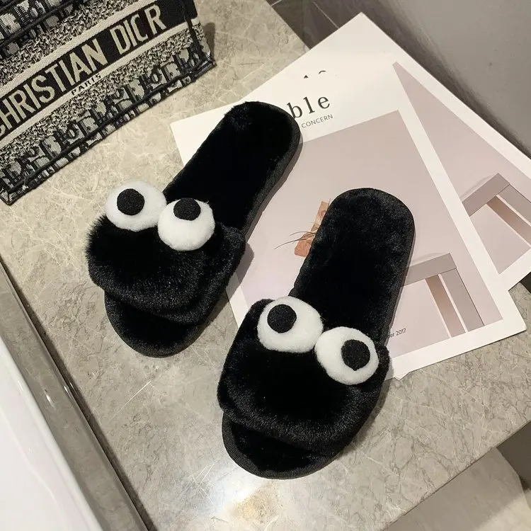2021 Autumn and Winter New Style Cotton Slippers Ladies Funny Slippers Home Slippers Flat Slippers Women Furry Slippers Women