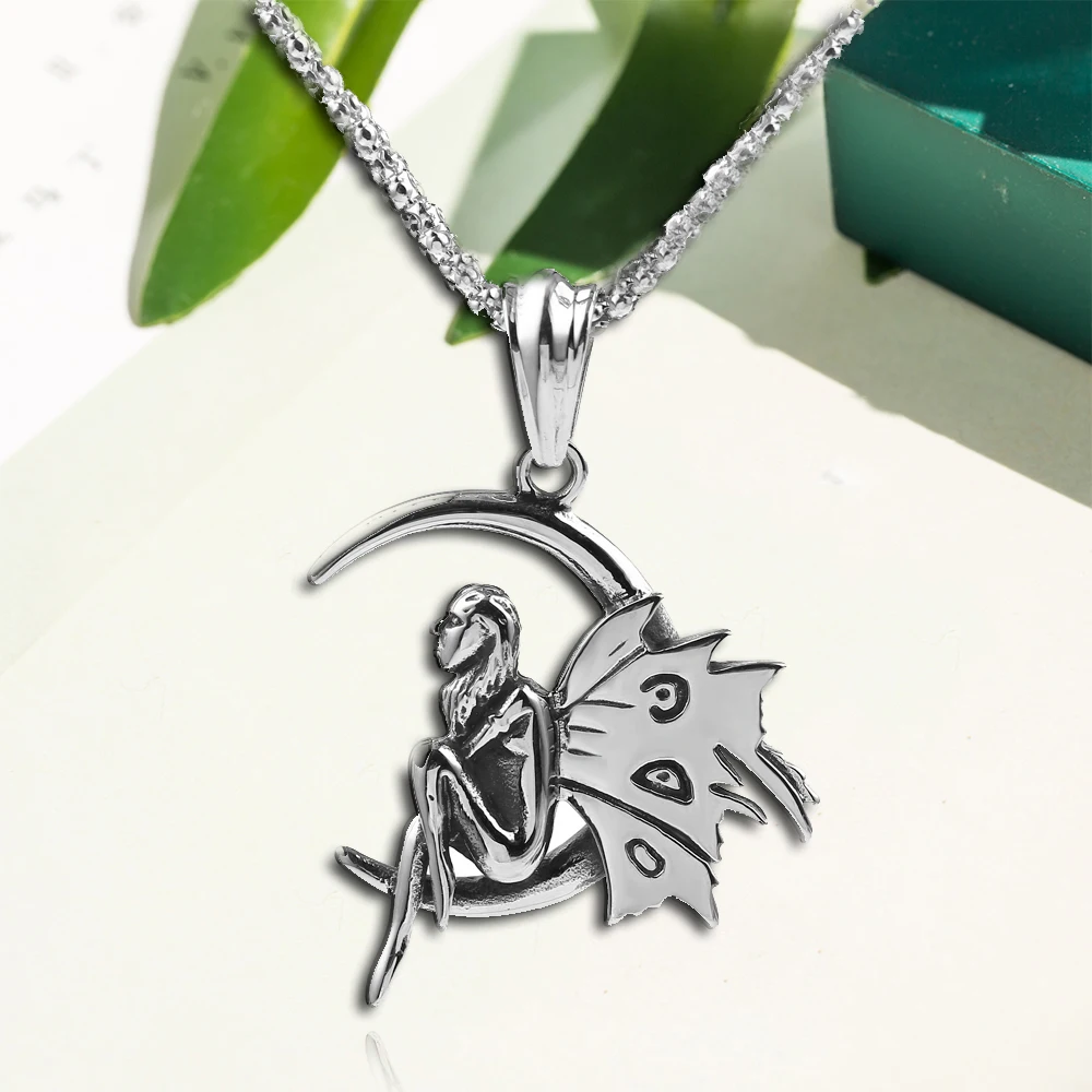 Винтажное ожерелье богини луны для женщин и мужчин колье цепочка goth эстетические