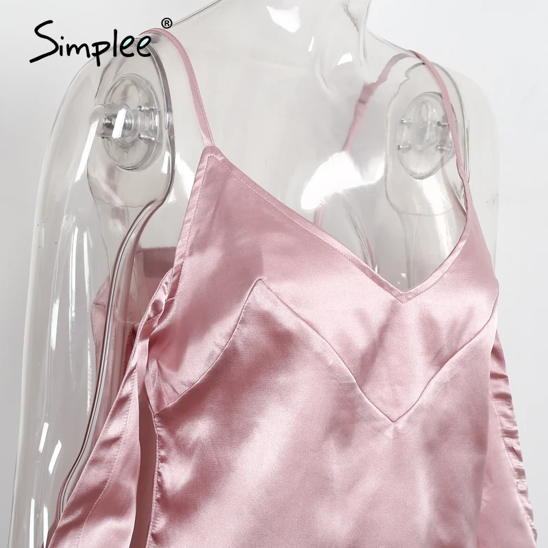 Женская атласная майка с вырезами v-образным вырезом и открытой спиной вечерние