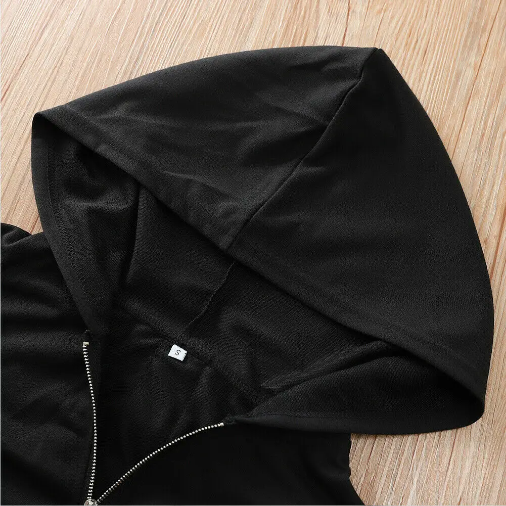 2019 Winter Women Plain Hoodie Fleece Sweatshirt Hooded Coat Sports Zip up Jacket Outwear Long Sleeve Black Red | Женская одежда