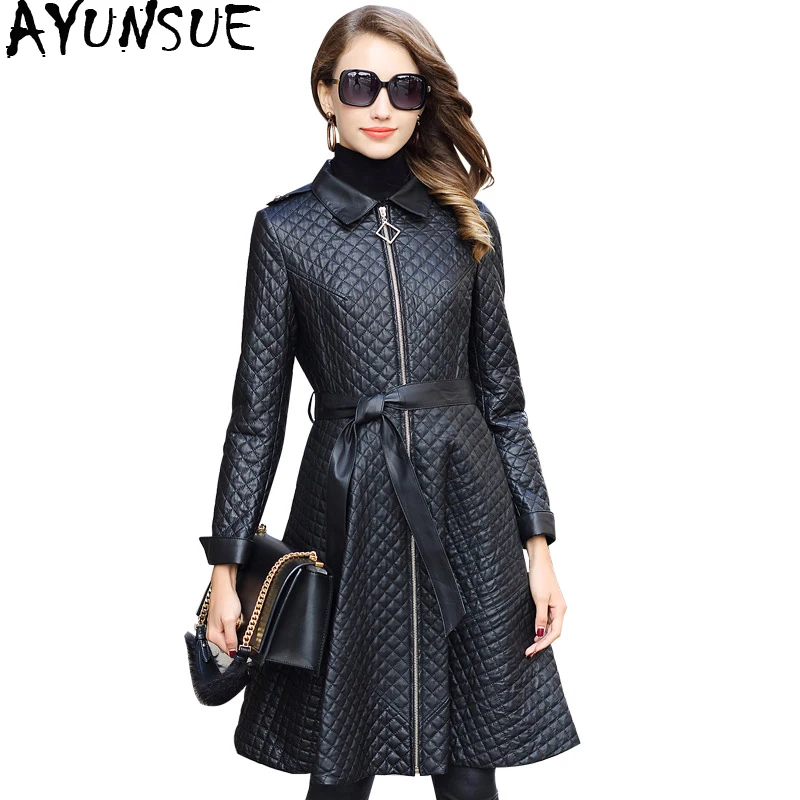 Женская куртка из натуральной овечьей кожи AYUNSUE длинная парка зимняя MY4446 2020 |