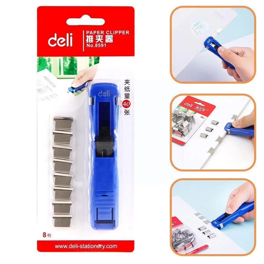 

Mini Metal Paper Cliper Blue Clip Refills Large Capacity Paperless Folder S7t5 Supplies Clip Machine Binding Paper Office S O8m7