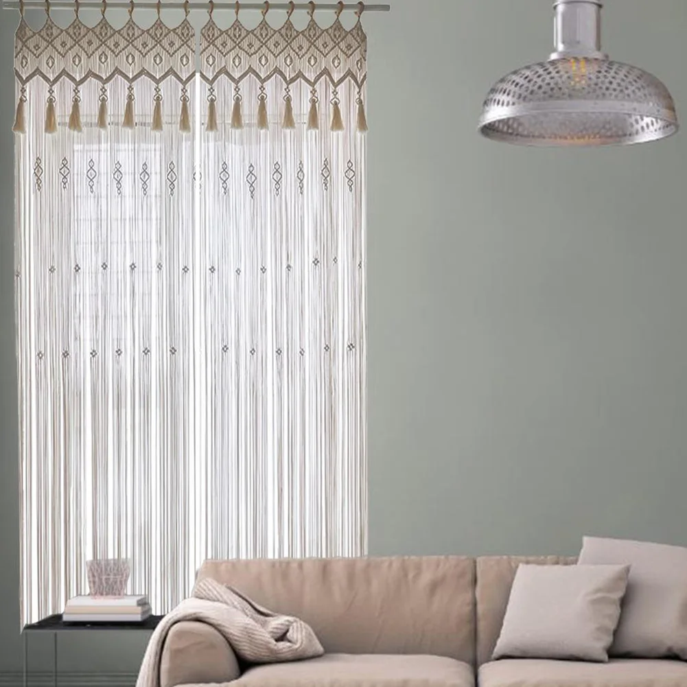 

Nursery Doorway Macrame Curtain Wall Hanging Living Room Crochet Background Handmade Woven Home Decor Weddings Party Kitchen