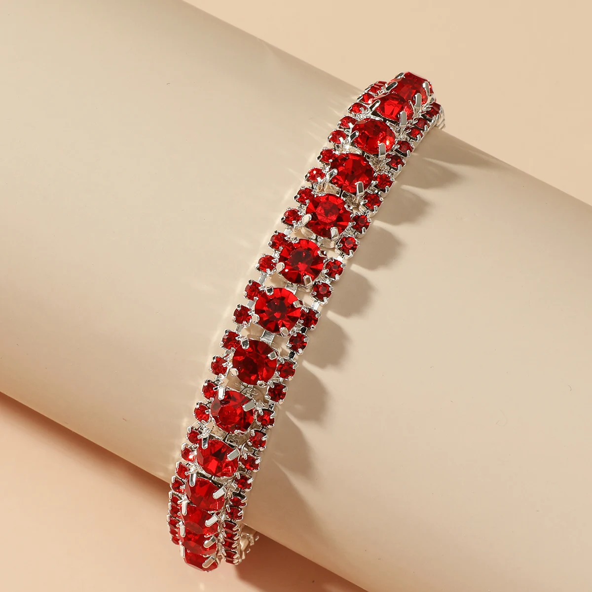 

Новинка 2022, браслеты Tribro из звеньев цепи с кристаллами, посеребренные красные стразы, браслеты для женщин, свадебные украшения, женский брас...
