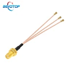 10 шт.лот SMA Female to 3 u.FL IPX IPEX1 Female тройной 3-полосный разветвитель RG178 Pigtail WIFI антенна Удлинительный кабель Перемычка