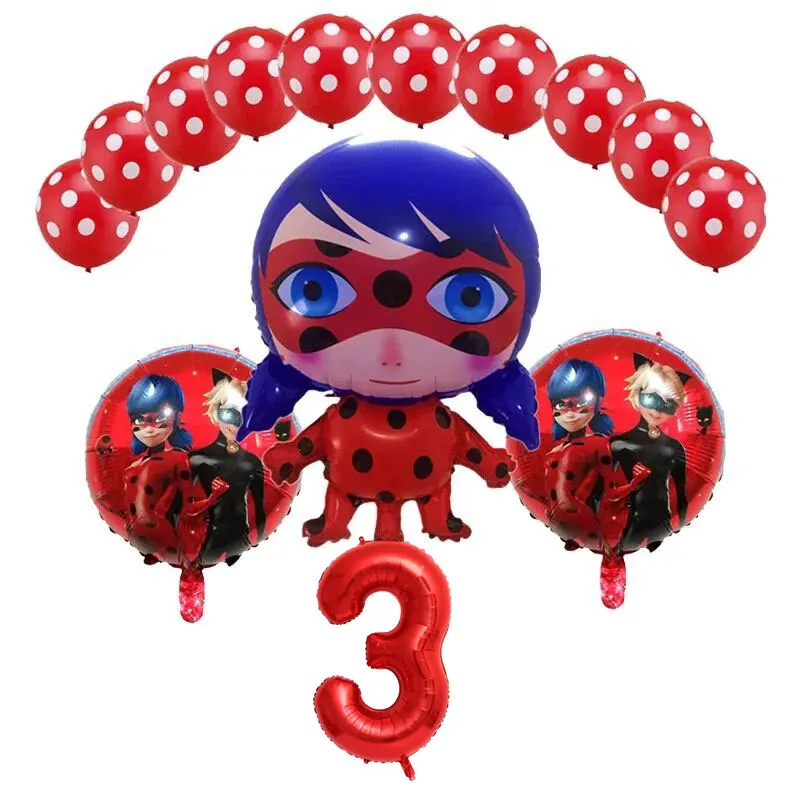 Balloons-33-14pcs 6 шт./компл. из мультфильма, популярная яркая детская одежда с рисунком "Божья коровка" Фольга воздушные шары День рождения украшения божья коровка гелиевый Майларовый и 32 дюймов шара с цифрой - Цвет: Balloons-33-14pcs