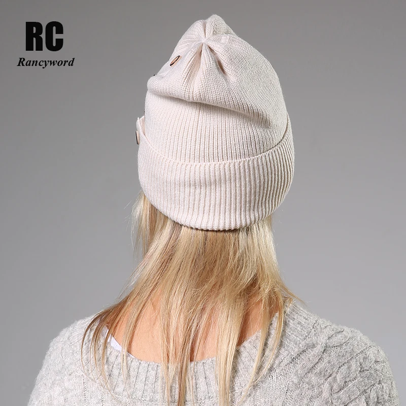 [Rancyword] Winter Hats For Women Wool Knitted Angora Hat Beanies Female Warm Rabbit Fur Skullies Beanie Girl RC2078-1 | Аксессуары для
