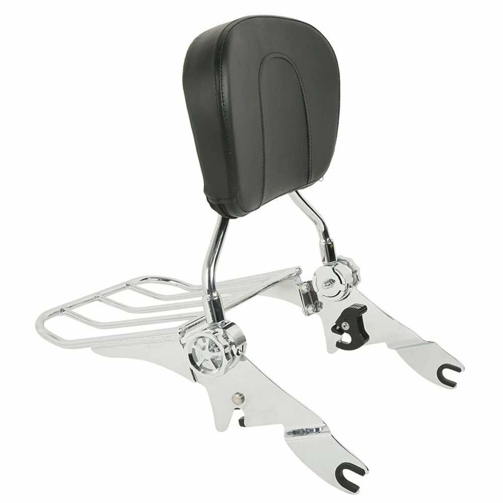 

New Detachable Backrest Back Rest Sissy Bar w/ Luggage Rack For Harley Touring
