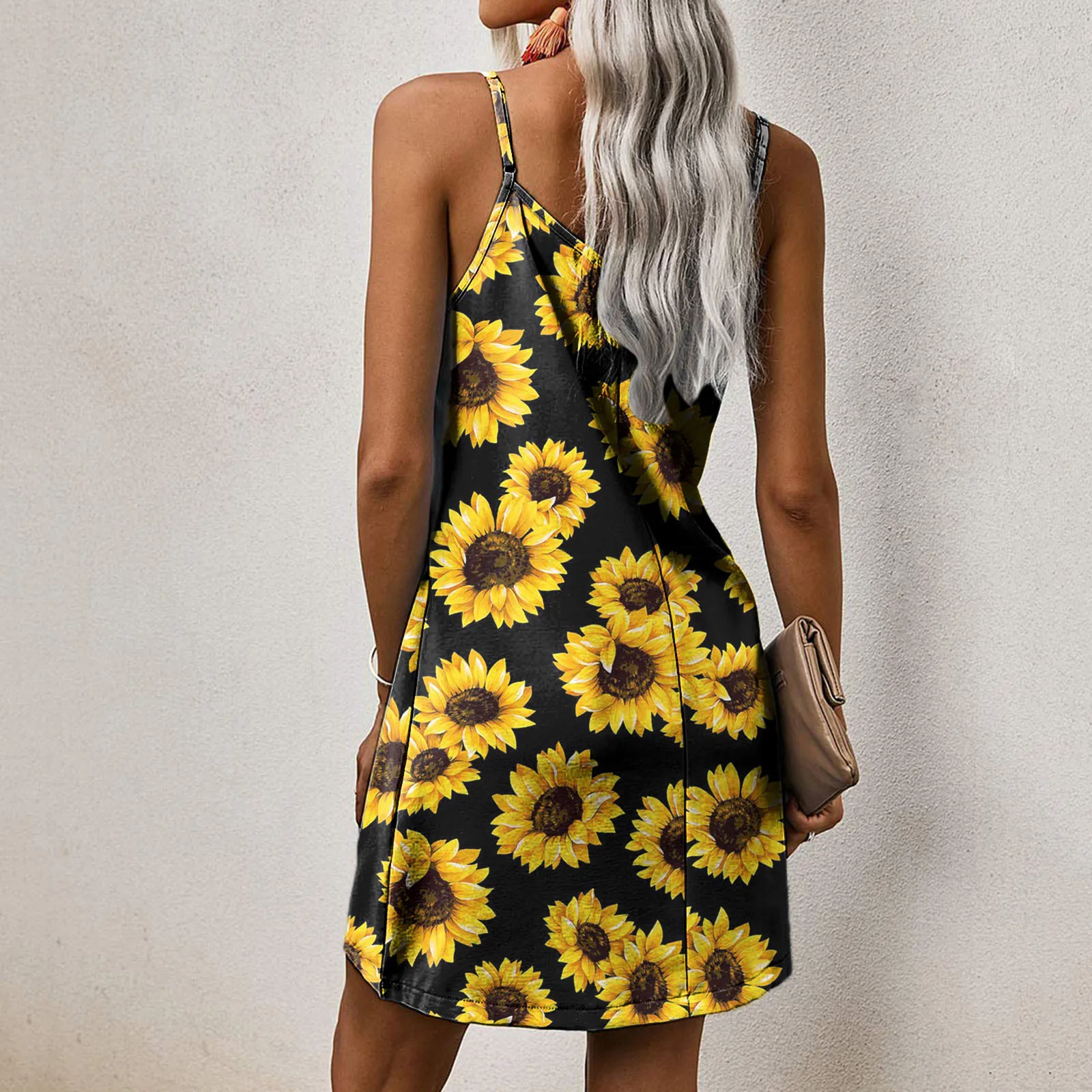 

40# Women Spaghetti Strap Summer Dresses Down V Neck Sleeveless Casual Mini Dress Elegant Floral Print Woman Dress Vestidos