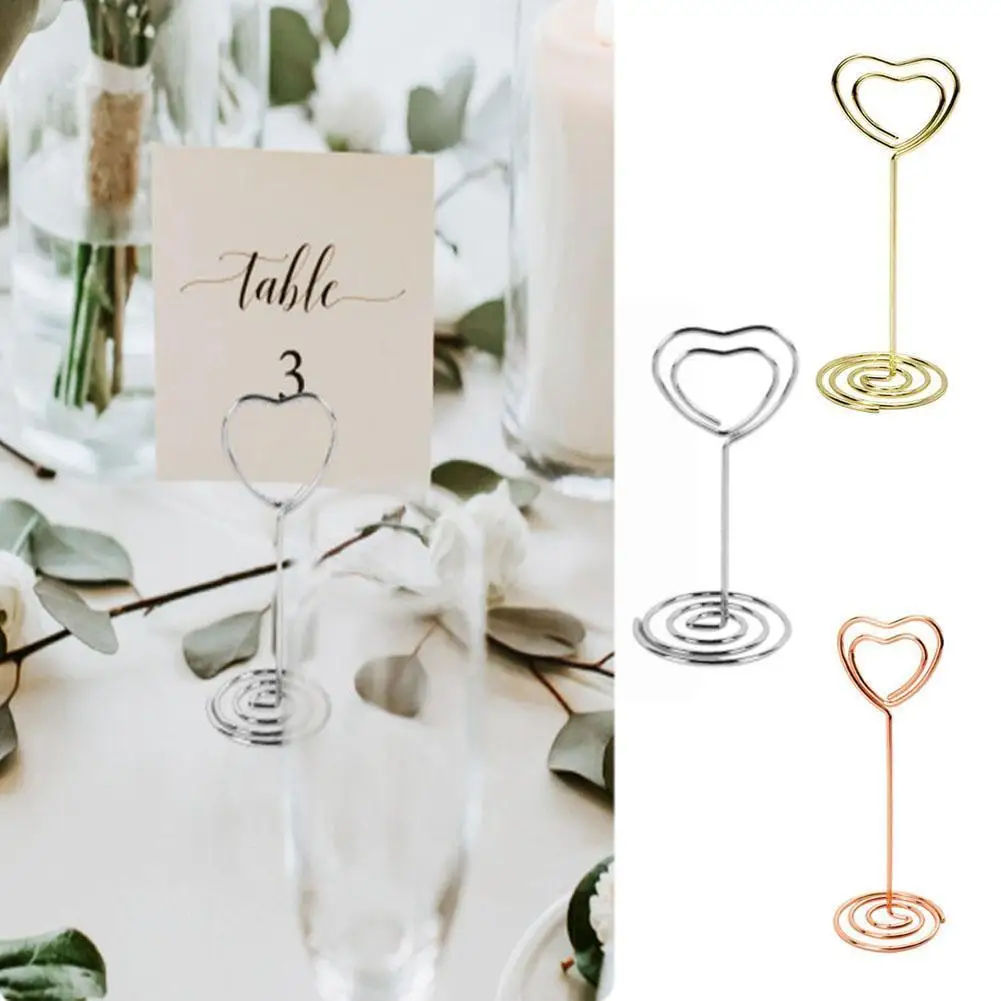 

10 Pcs Love Shape Metal Photo Clip Wedding Place Cards Decor Wedding Table Numbers Holder Signs Table Wedding X6h1