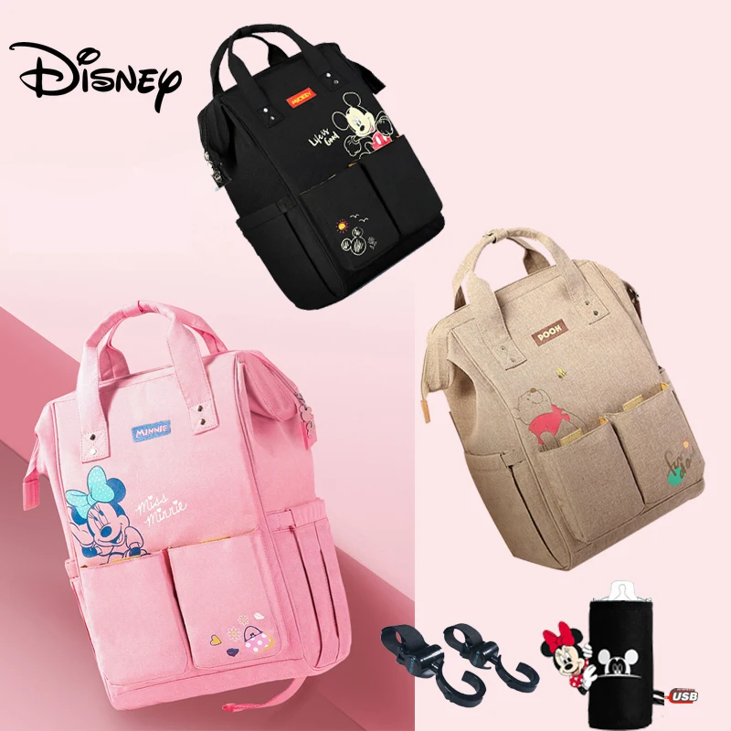 Disney Baby Backpack Nappy Usb Mummy Bag Handbag Stroller Bag Large Capacity Baby Bags for Mom Multifunctional Maternity Bag New
