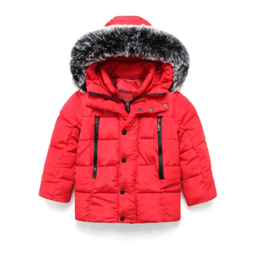 

JAYCOSIN Kids Children Baby Winter Solid Button Warm Girls Hooded Jackets Outerwear Coats Baby Girl Winter Coat