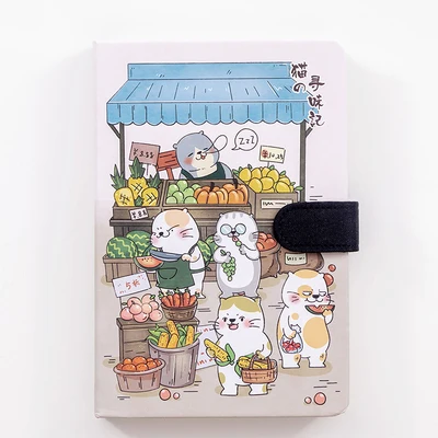 Kawaii записная книжка с магнитной пряжкой, записная книжка с милым котом, дневник с пулями, кавайные записные книжки, кавайные канцелярские школьные принадлежности - Цвет: D