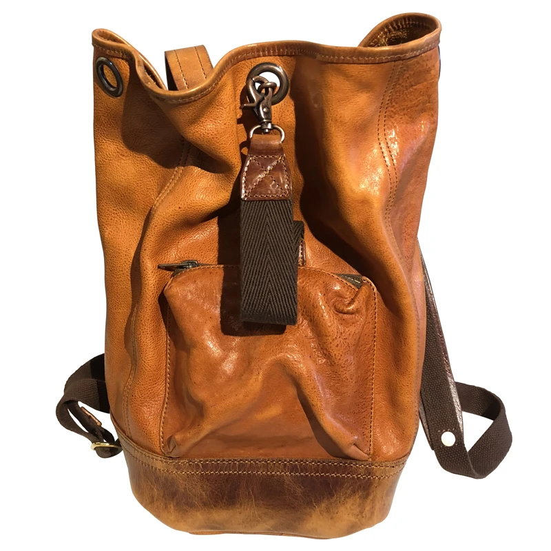 Роскошный винтажный кожаный мужской рюкзак из натуральной кожи в стиле ретро