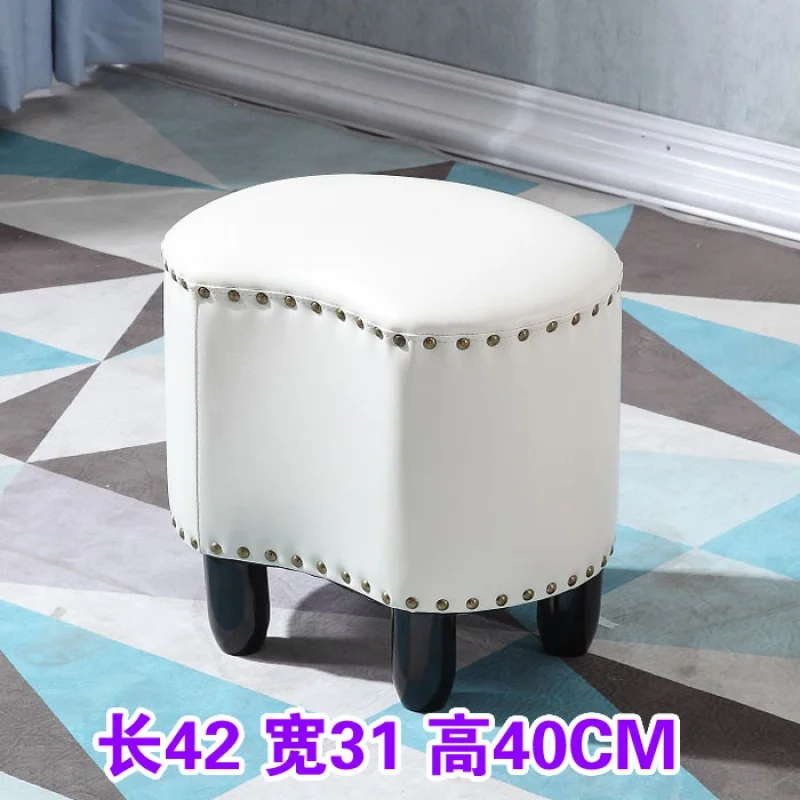 

American solid wood leather stool sofa stool home living room coffee table small bench KTV fitting room stool fashion creative