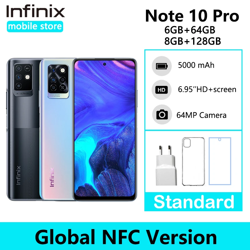 Глобальная версия Infinix Note 10 Pro Поддержка NFC 6 95 ''Дисплей смартфон Helio G95 64MP Камера