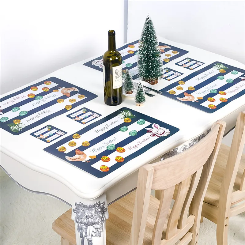 

Bunny Rabbit Easter Eggs Table Runners Modern Cotton linen Tablecloths Party Decoration Table Runner Easter Decorations for Home