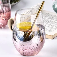 500ml ins starry sky glass cup gradually changes color cup party glass household belly cup water cup for female student home