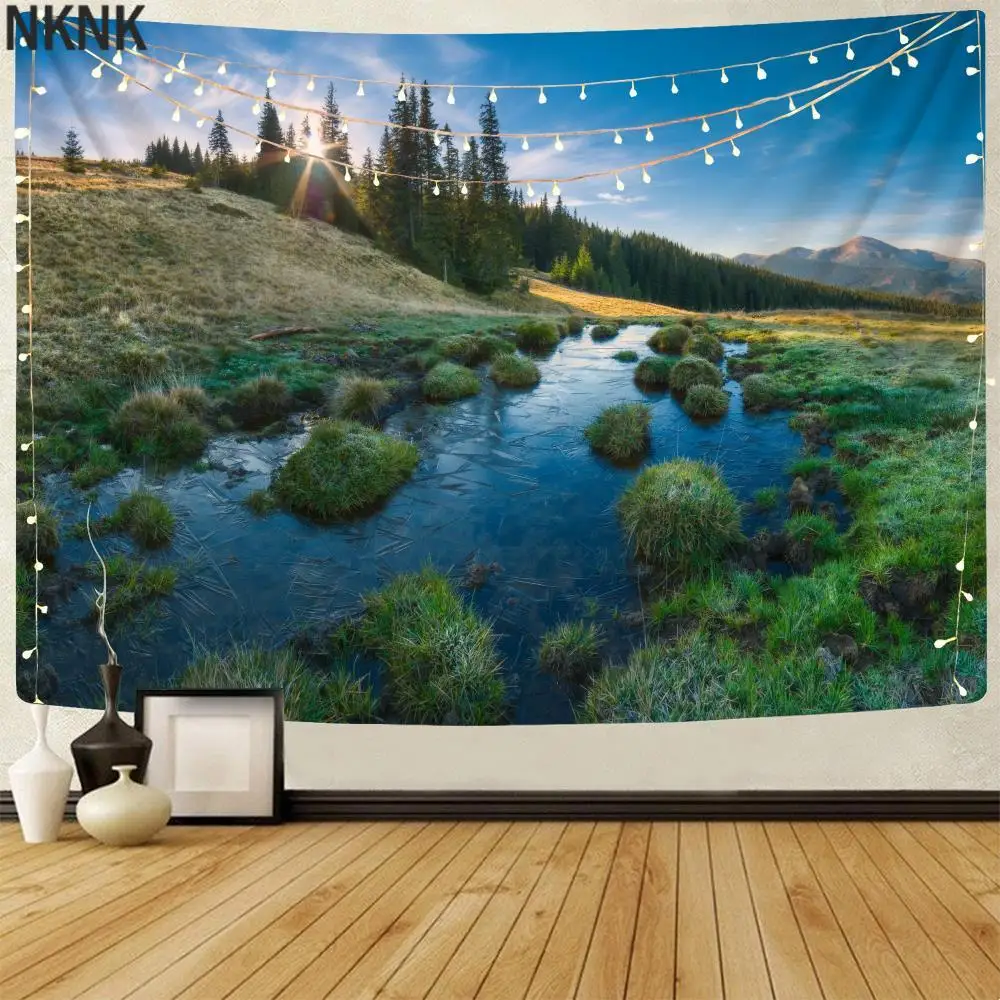 

NKNK Brand Natural Tapiz Scenery Wall Tapestry Mountains Rug Wall Forest Tenture Mandala Wall Hanging Mandala Hippie New