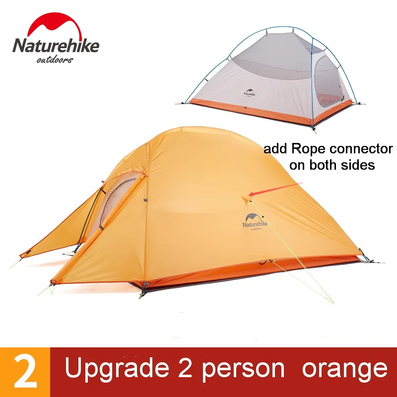 2P 210T orange upgr Naturrehike CloudUP2 обновление 2 человек силиконовое покрытие двойной слой водонепроницаемый палатка портативный горный Сверхлегкий палатки PU4000 - Цвет: 2P 210T orange upgr
