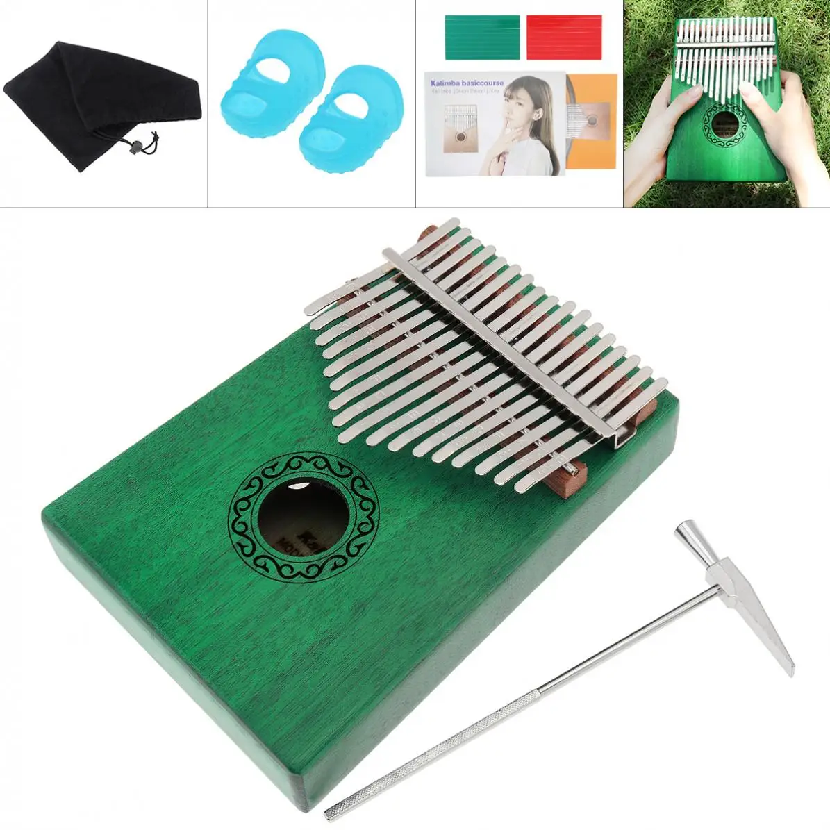 SLADE 17 клавишный зеленый/серый калимба одна доска красного дерева большой палец