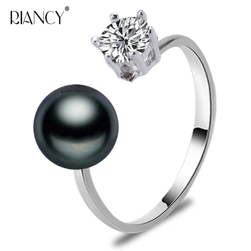 

Genunine Black Natural Pearl Rings Retro Freshwater Pearl Charm Rings For Women