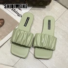 Сандалии женские плиссированные, простые шлепанцы, Повседневная пляжная обувь с открытым носком, дизайнерские мягкие уличные тапочки, vc181, лето