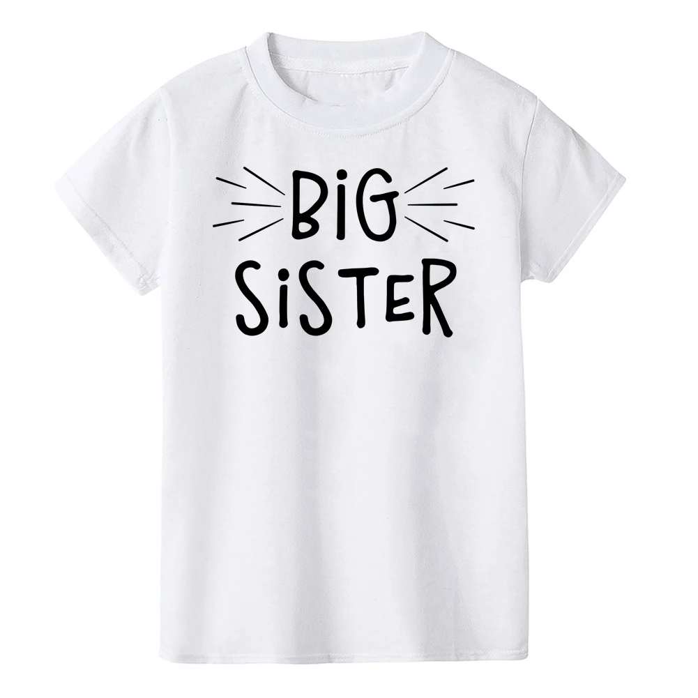 Футболка детская с коротким рукавом модная рубашка надписью Big Sister для маленьких