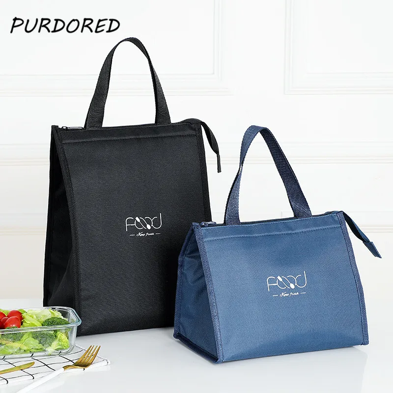 

PURDORED 1 Pc Portable Unisex Lunch Bags Waterproof Food Picnic Lunch Box Bag Insulated Women Cooler Bags Fresh Bento Pouch