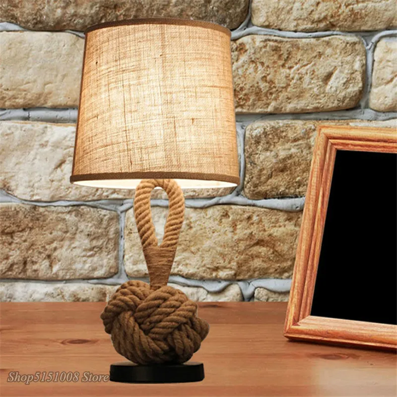 Настольный светильник в стиле ретро прикроватный светодиодный виде веревки для
