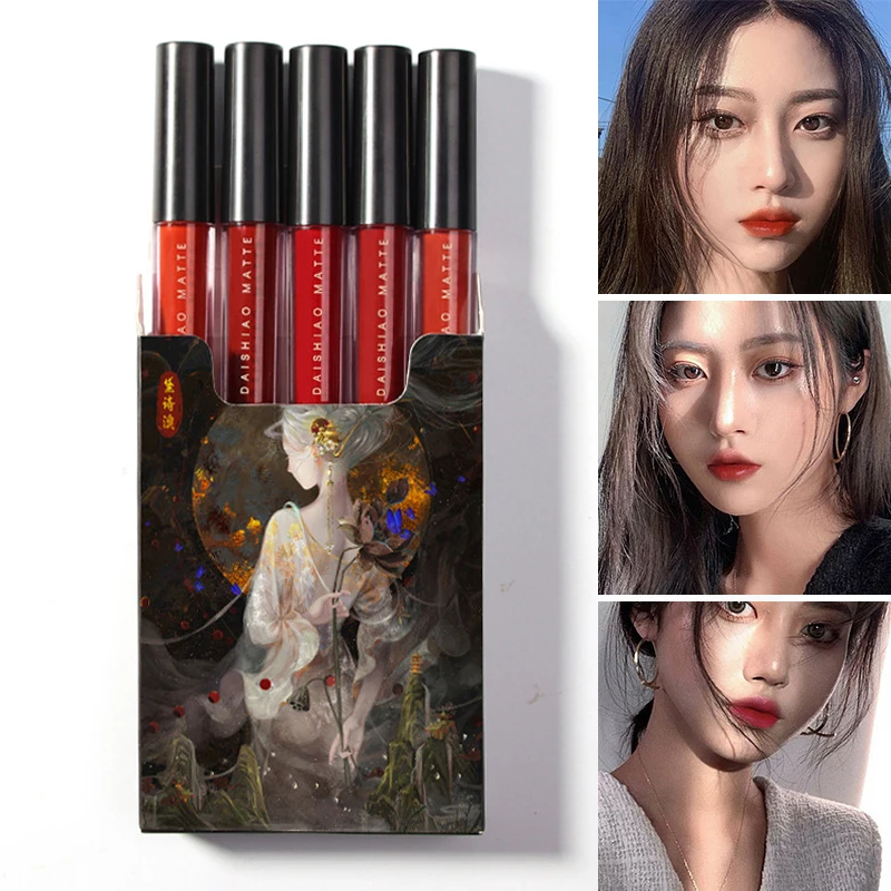 

Набор бархатистой помады, 5 шт., стойкая антипригарная чашка, не выцветает, косметический набор для макияжа для девушек и женщин DL