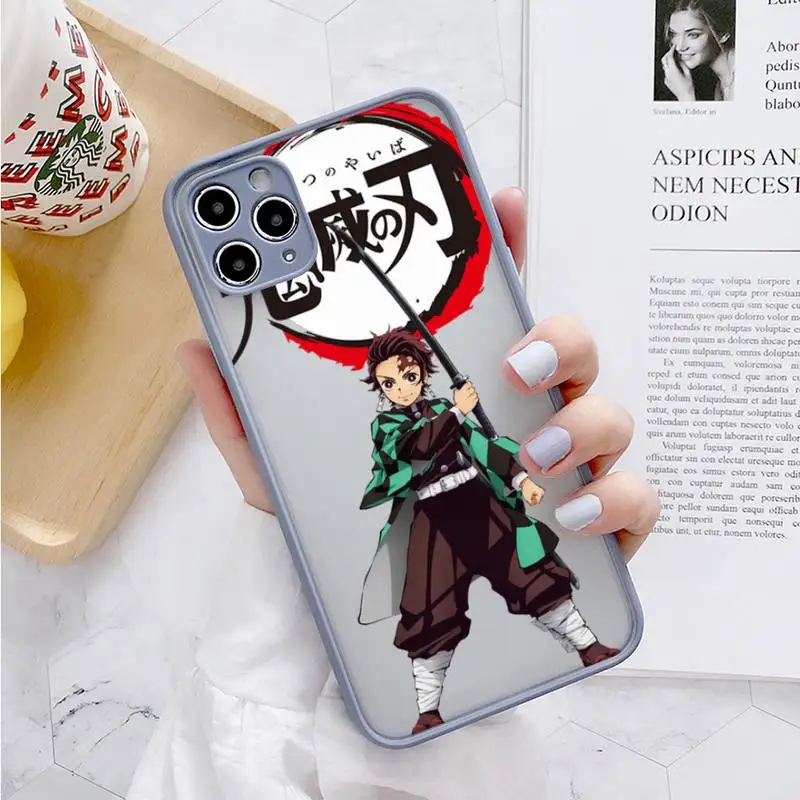 

Demon Slayer Phone Case For IPhone 12 11 Pro Max XR XS Max X SE2 6s 7 8 Plus Hard Shockproof Gray Case