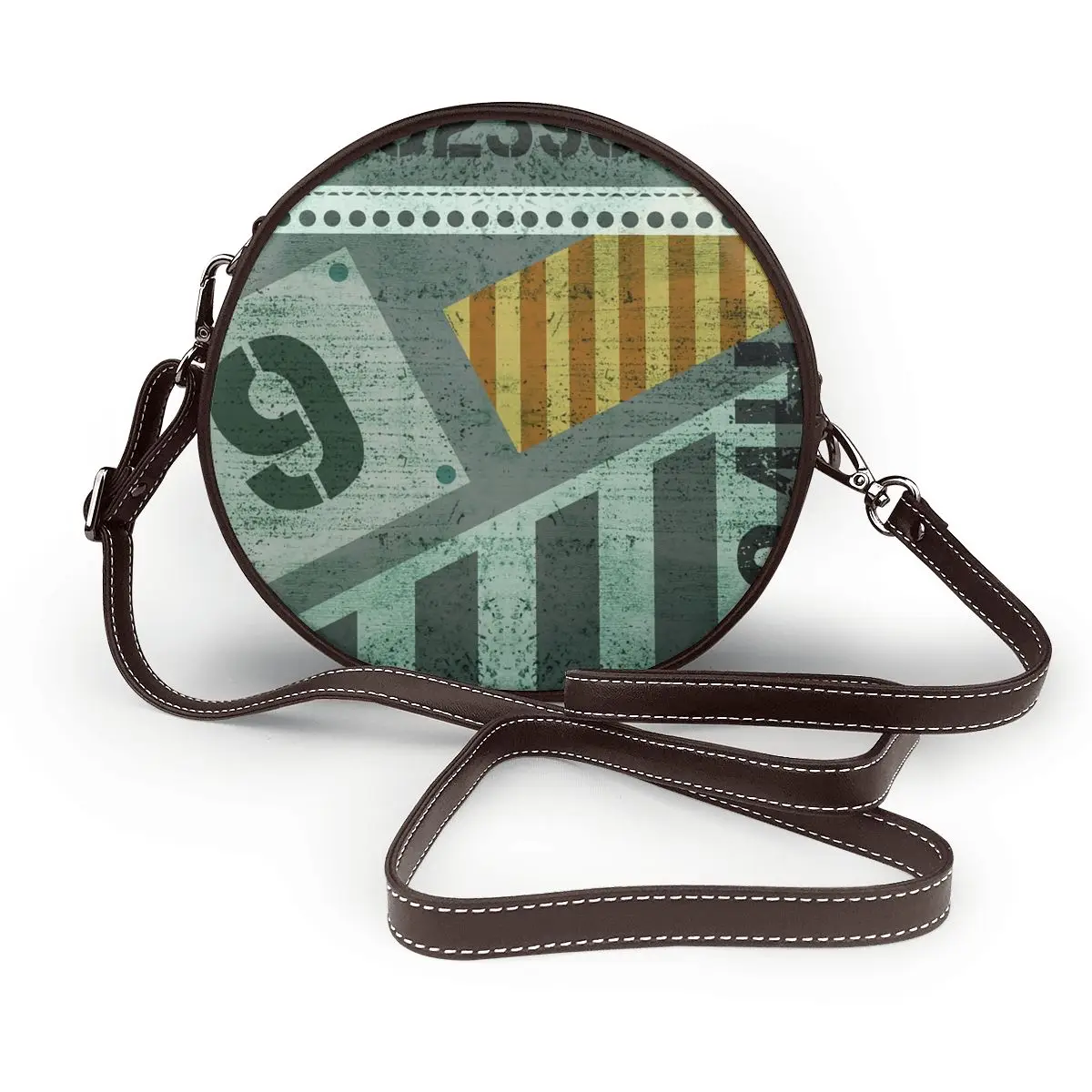 

Rust Shoulder Bag Streetwear Leather Round Bag Student Gifts Funny Purse
