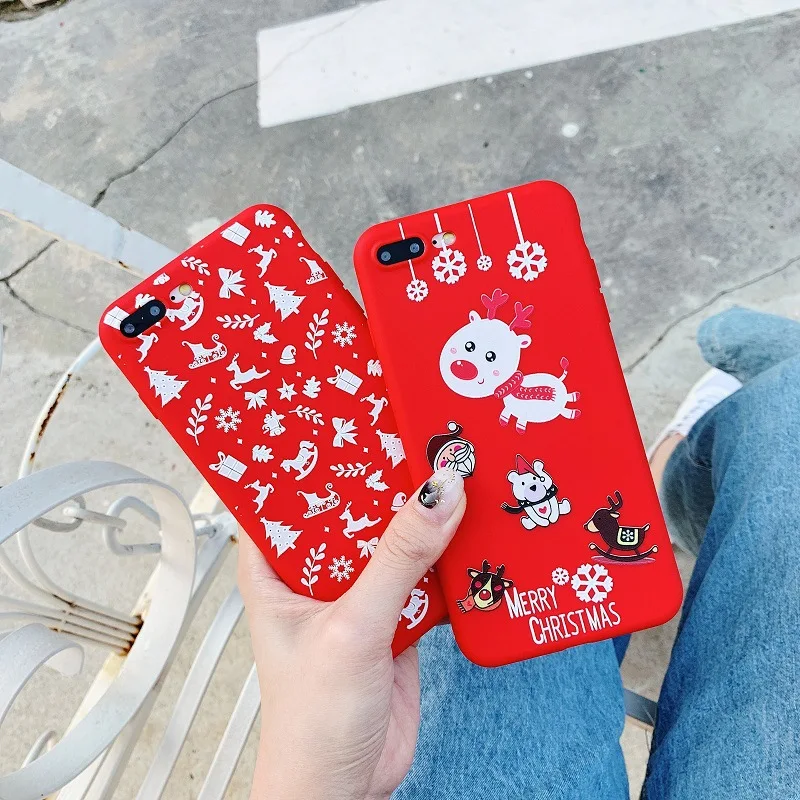 Рождественский чехол для телефона тонкий красный Силиконовый из ТПУ с