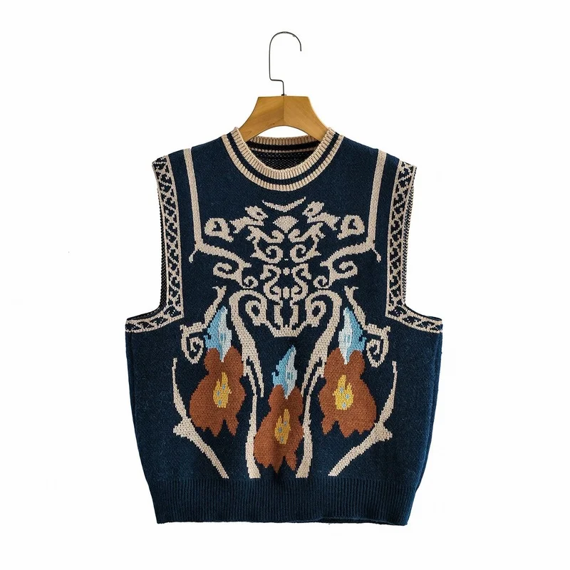Винтажный вязаный жилет тотем в этническом стиле с геометрическим рисунком