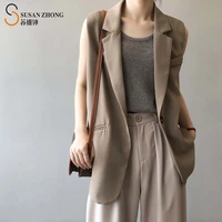 women vest suit female waistcoat 2021 spring new elegant office minimalist loose straight v neck single breasted buttons pocket