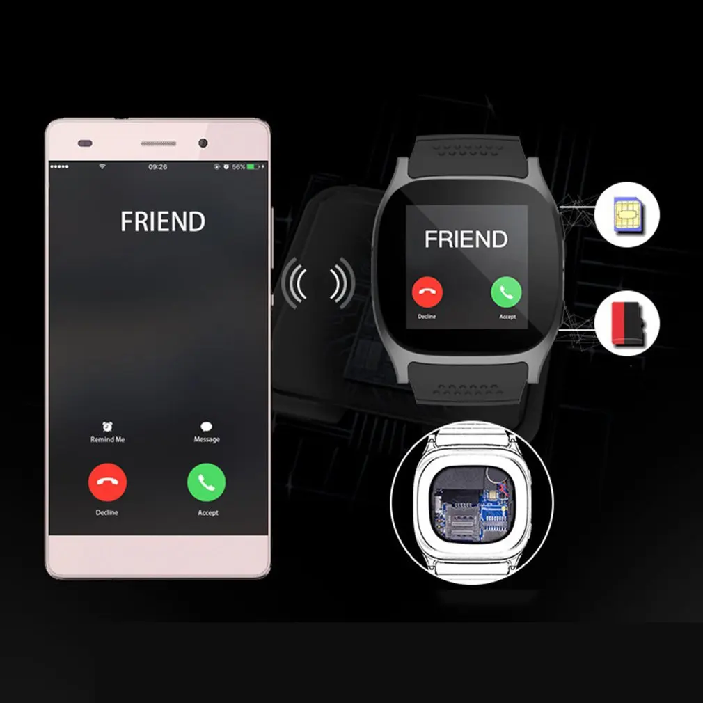 Горячие T8 Bluetooth смарт-карты телефон часы спортивные шаг смарт-носить часы